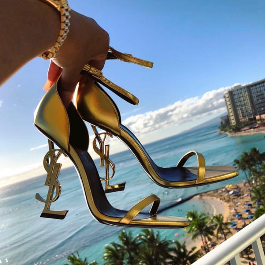 YSL Heel Sandals in Patent Leather – Iconic YSL Logo Heels for Women