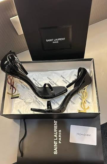 YSL Heel Sandals in Patent Leather – Iconic YSL Logo Heels for Women